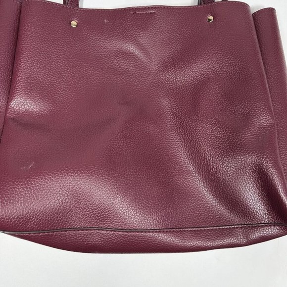 Nanette Lepore Burgundy Arriss Triple Section Shoulder Tote Bag Women Handbags - Picture 5 of 16